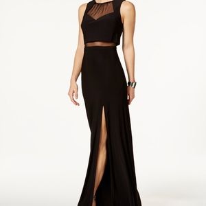 Formal black high slit dress